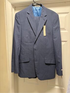Perry Ellis Men’s Blue 2-Piece Suit New – Unhemmed Pants
